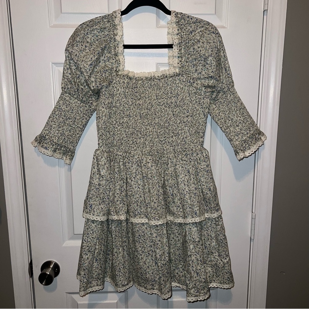 Hyacinth House Tuckernuck Tiered Floral Lace Mini Dress